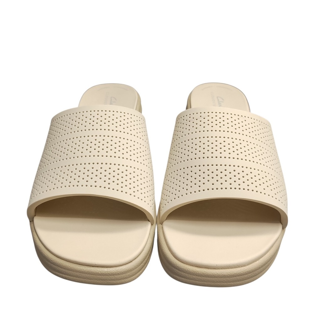 Clarks Cloudsteppers Drift Twist Slide Sandals Womens Size 10 Beige Perforated